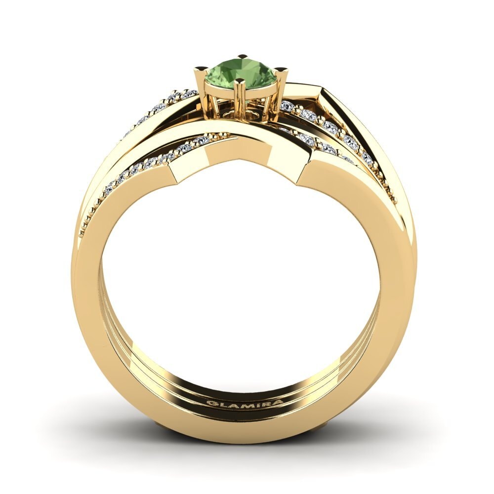 Zafiro Verde Anillo Kosew SET