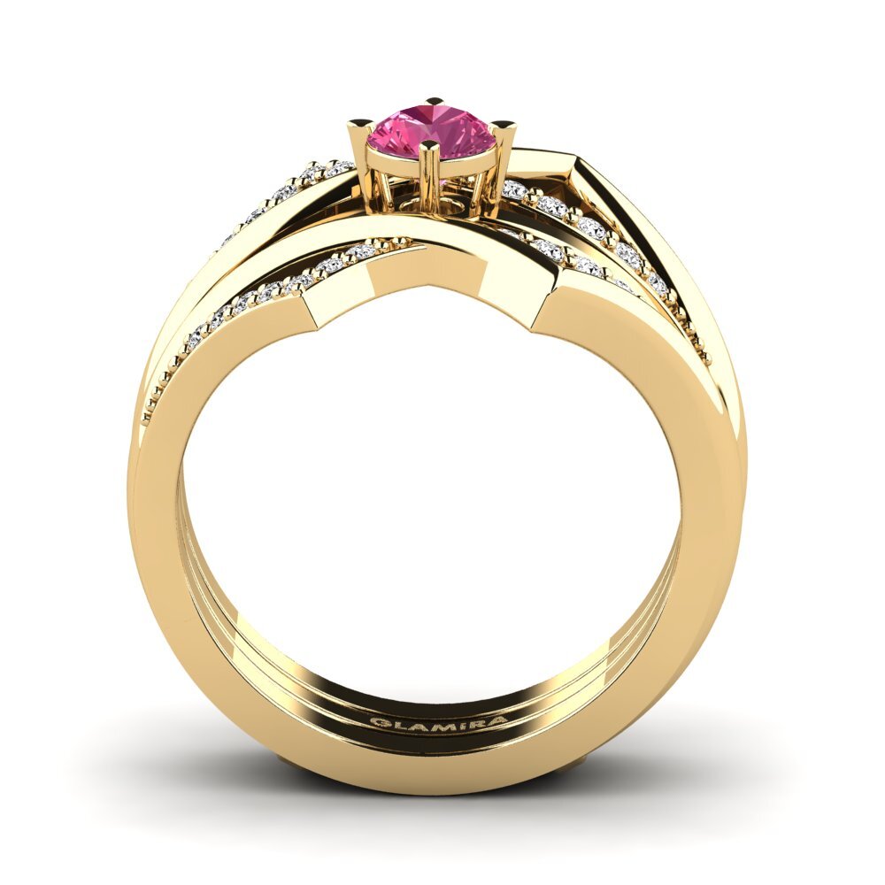 Turmalina rosa Anillo Kosew SET