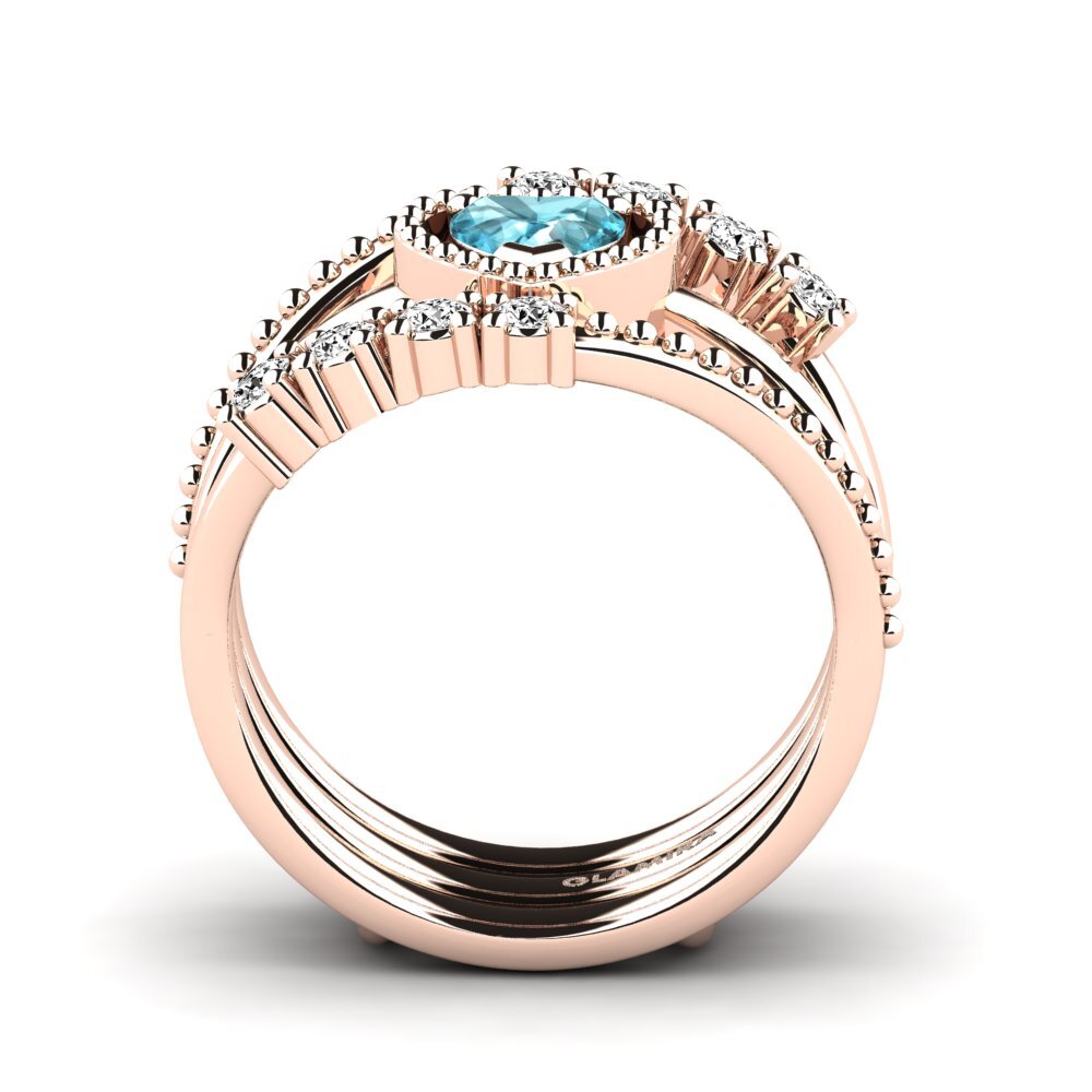 Circón Azul Anillo Ludder SET