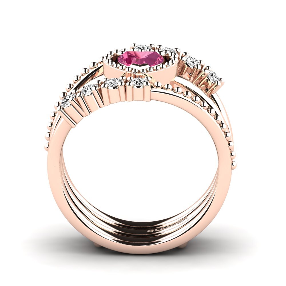 Turmalina rosa Anillo Ludder SET