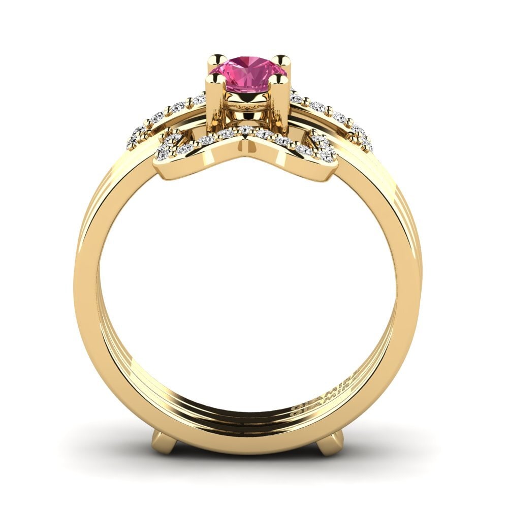 Turmalina rosa Anillo Metedr SET