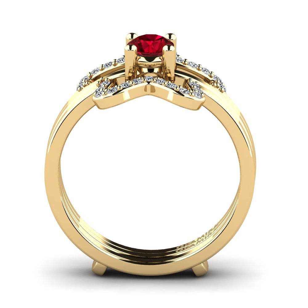 Circonita Roja Anillo Metedr SET