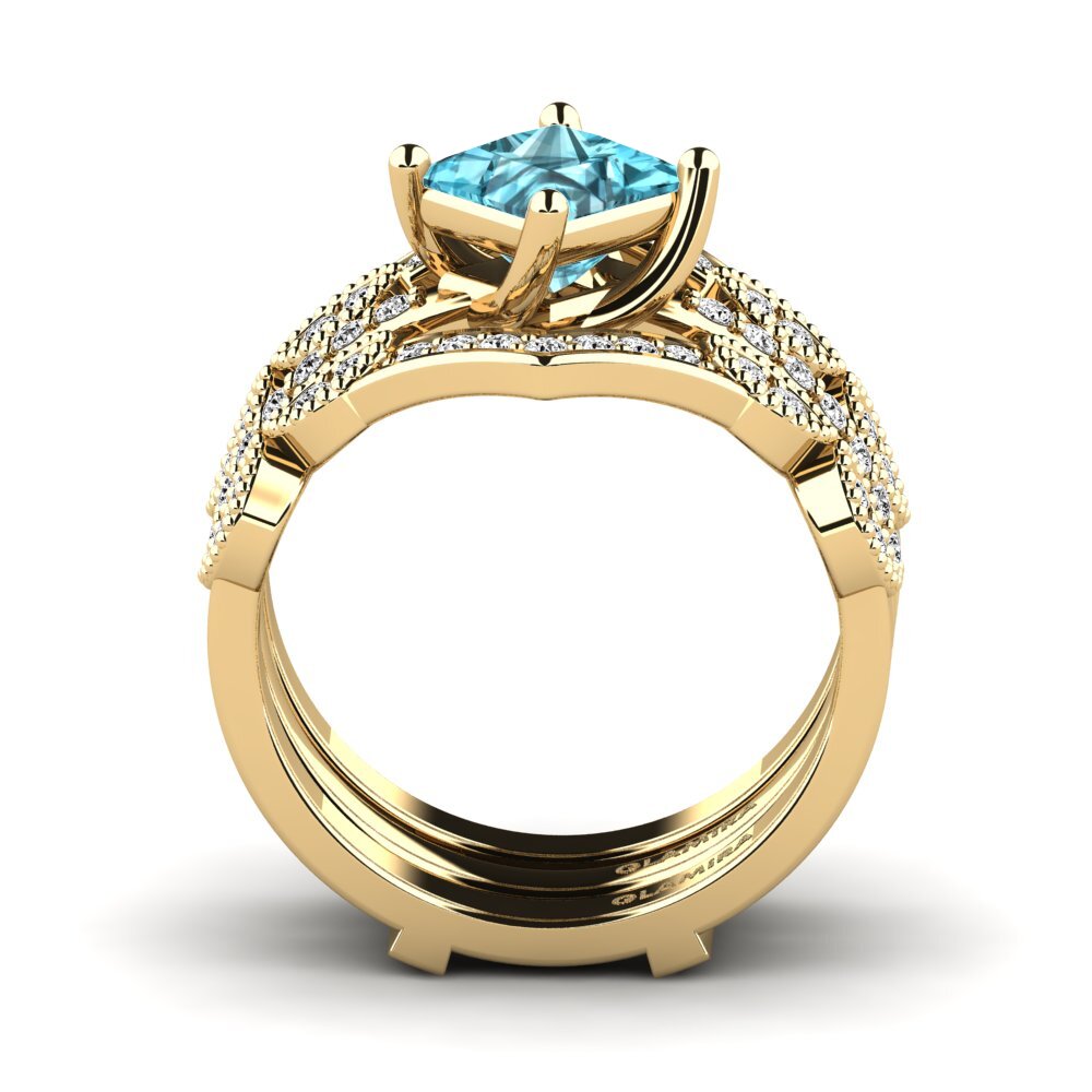 Circón Azul Anillo Unnes SET