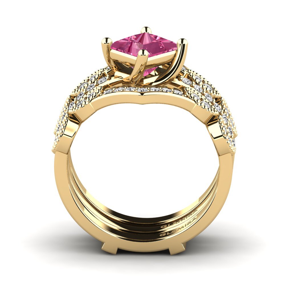 Turmalina rosa Anillo Unnes SET