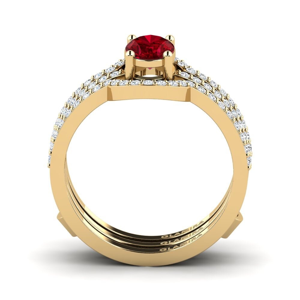 Circonita Roja Anillo Awan SET