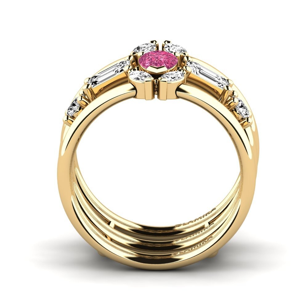 Turmalina rosa Anillo Dyeli SET