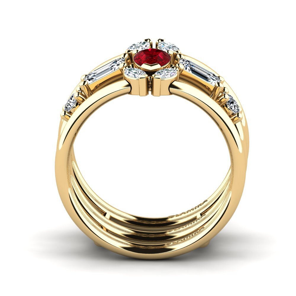 Circonita Roja Anillo Dyeli SET