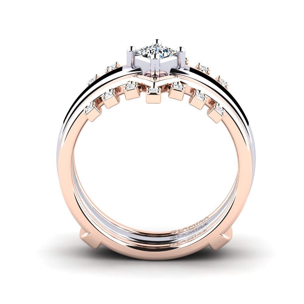 Or Rose& Blanc 14k Bague Eormenga SET