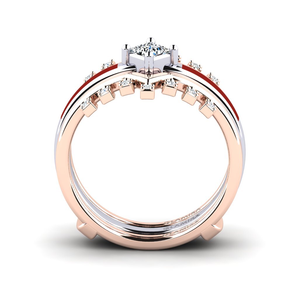 375 Rot & Weißgold Ring Eormenga SET