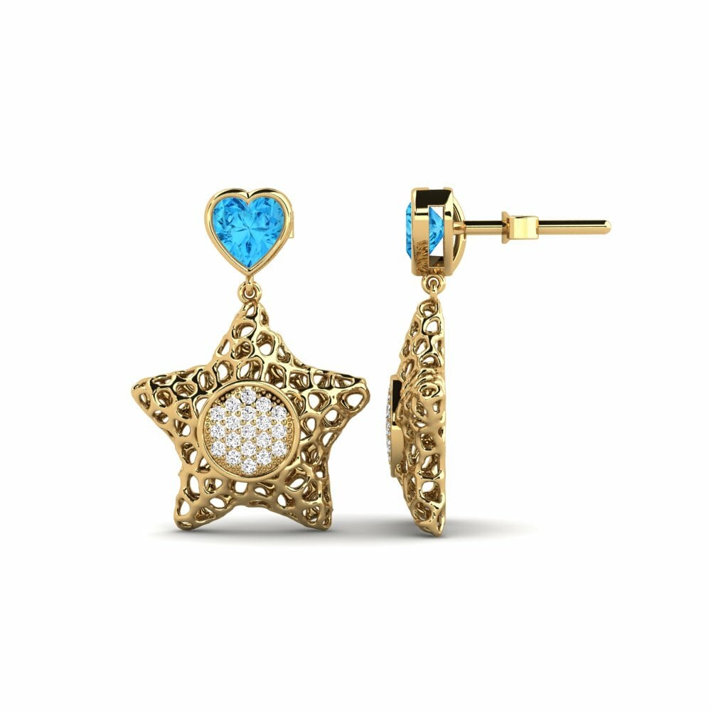 Boucle d'oreille femme Eiregnaro Topaze Bleue