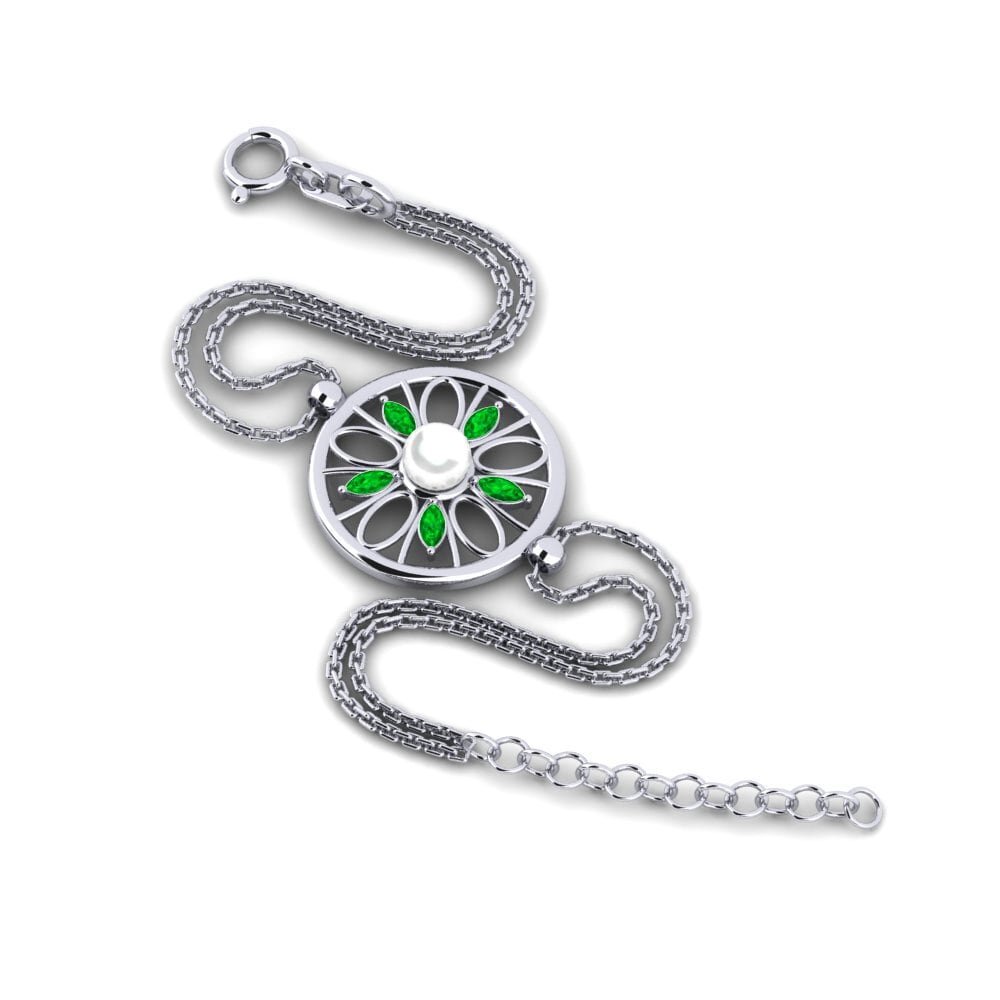 950 Platinum Emerald Women's Bracelet Mangalaj