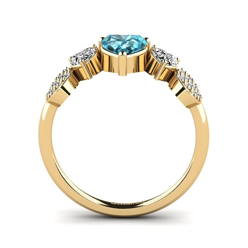 Blue Zircon Engagement Ring Cracde