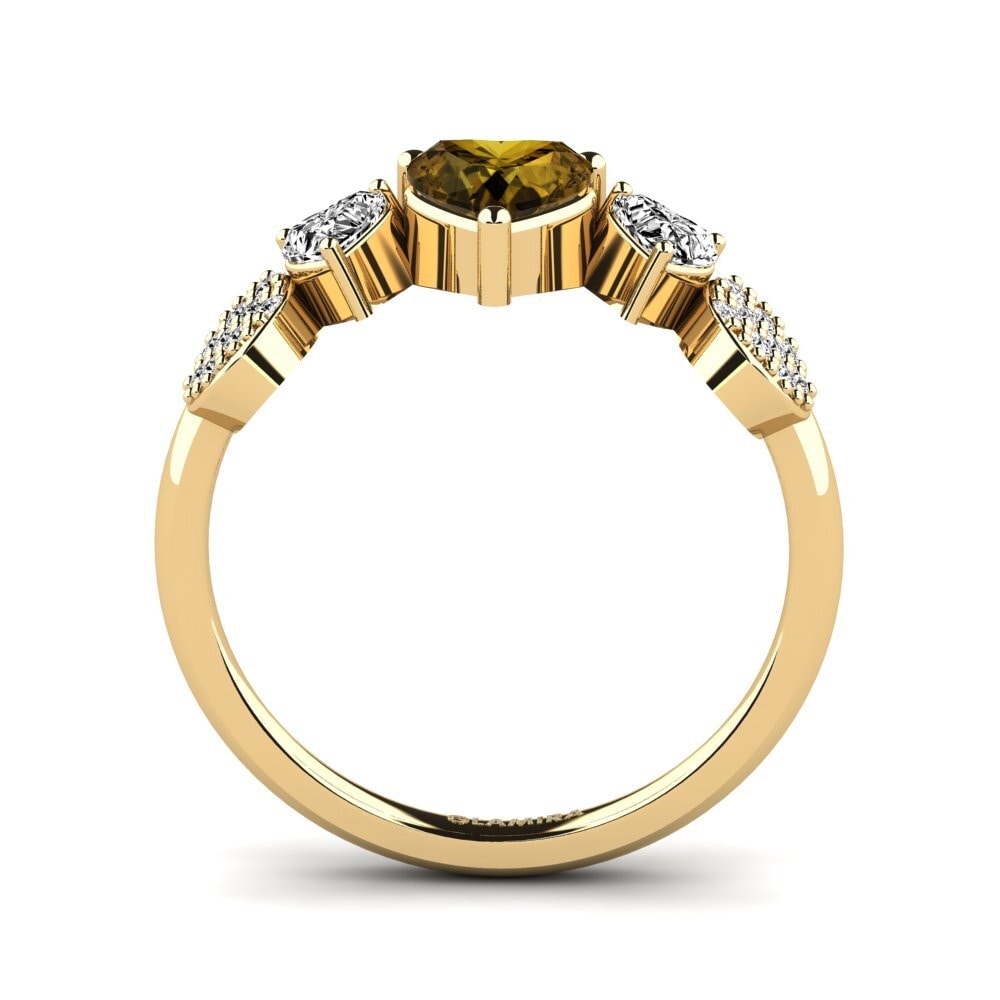 Brown Zircon Engagement Ring Cracde