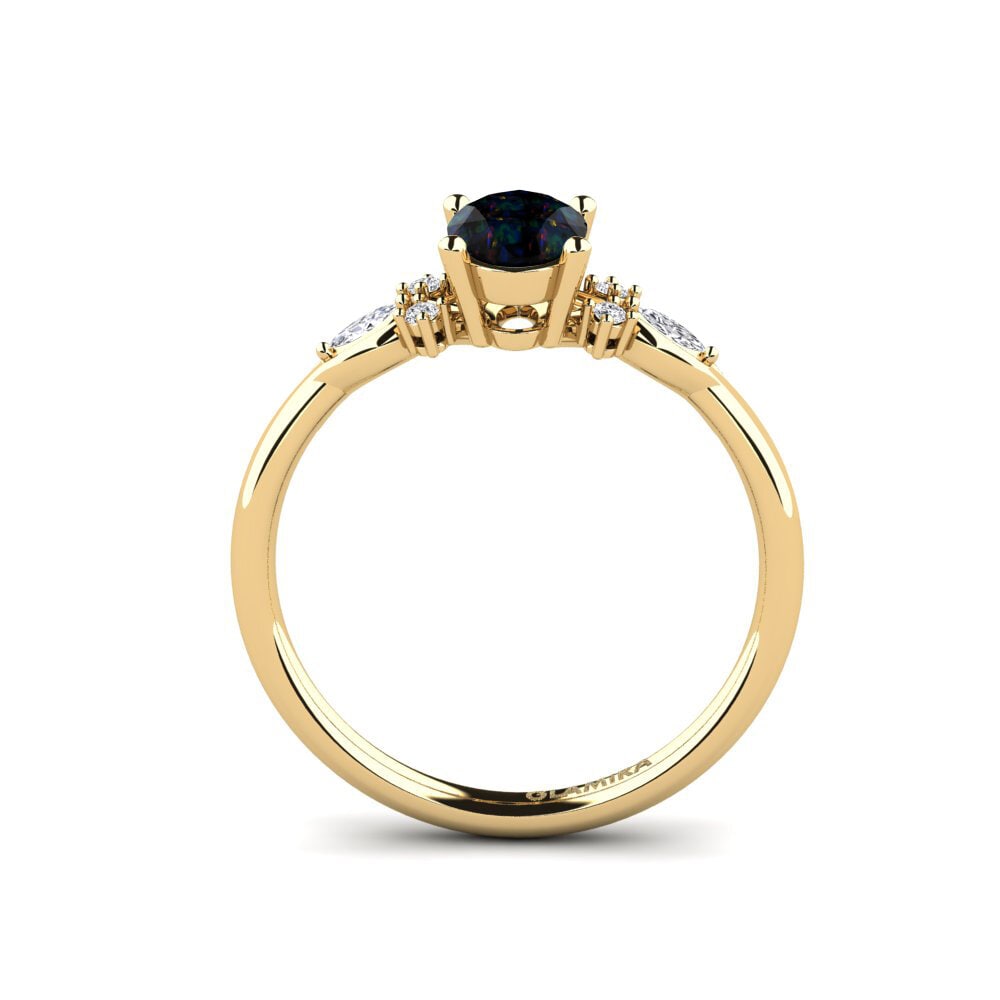 Black Opal Engagement Ring Gisu - Oval