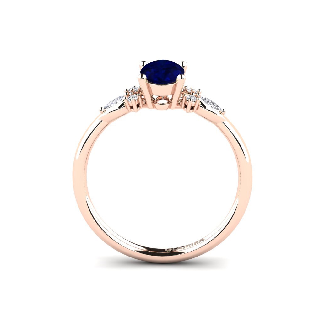 14ct Rose Gold Sapphire Engagement Ring Gisu - Oval