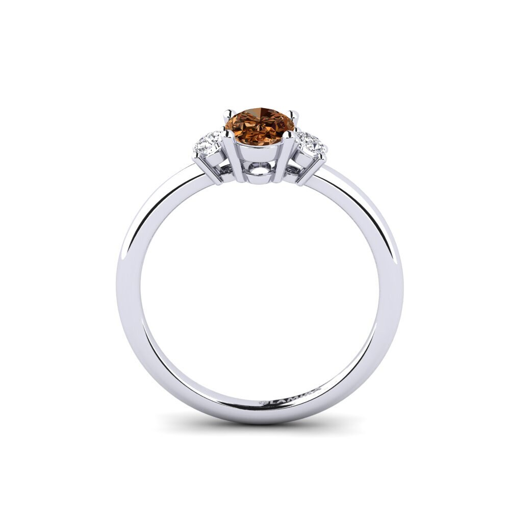 Ovalado Diamante café Anillo apilable Guluve - A