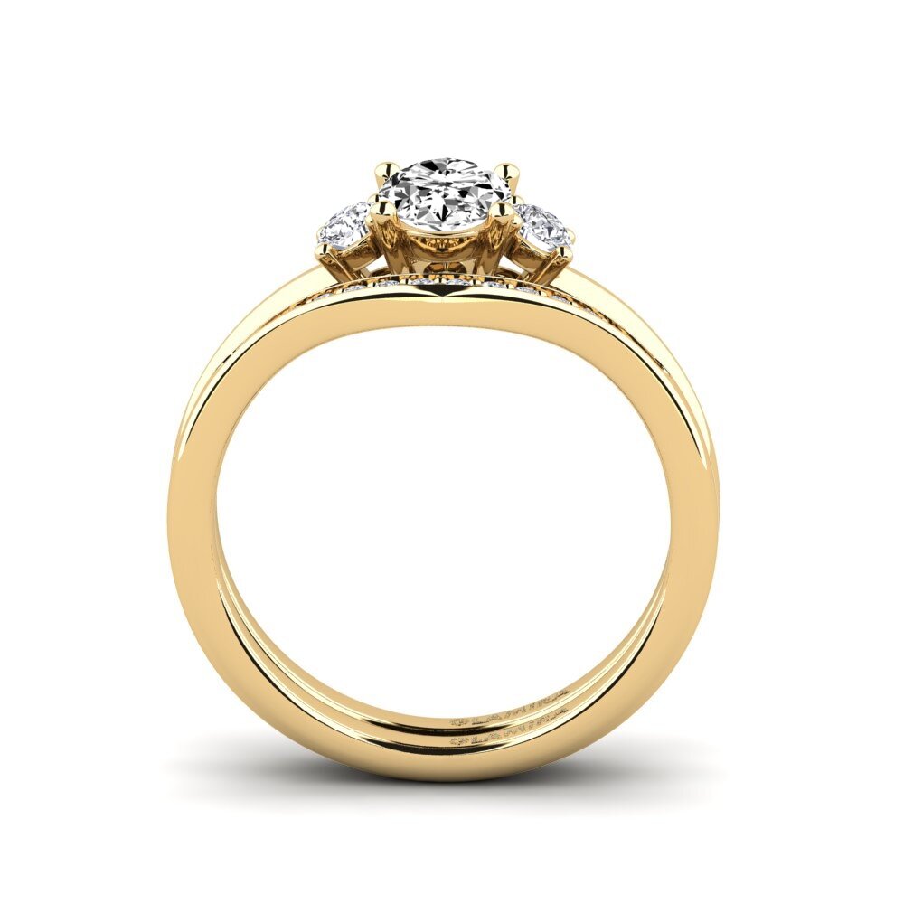 14ct Yellow Gold Moissanite Stackable Ring Guluve - SET