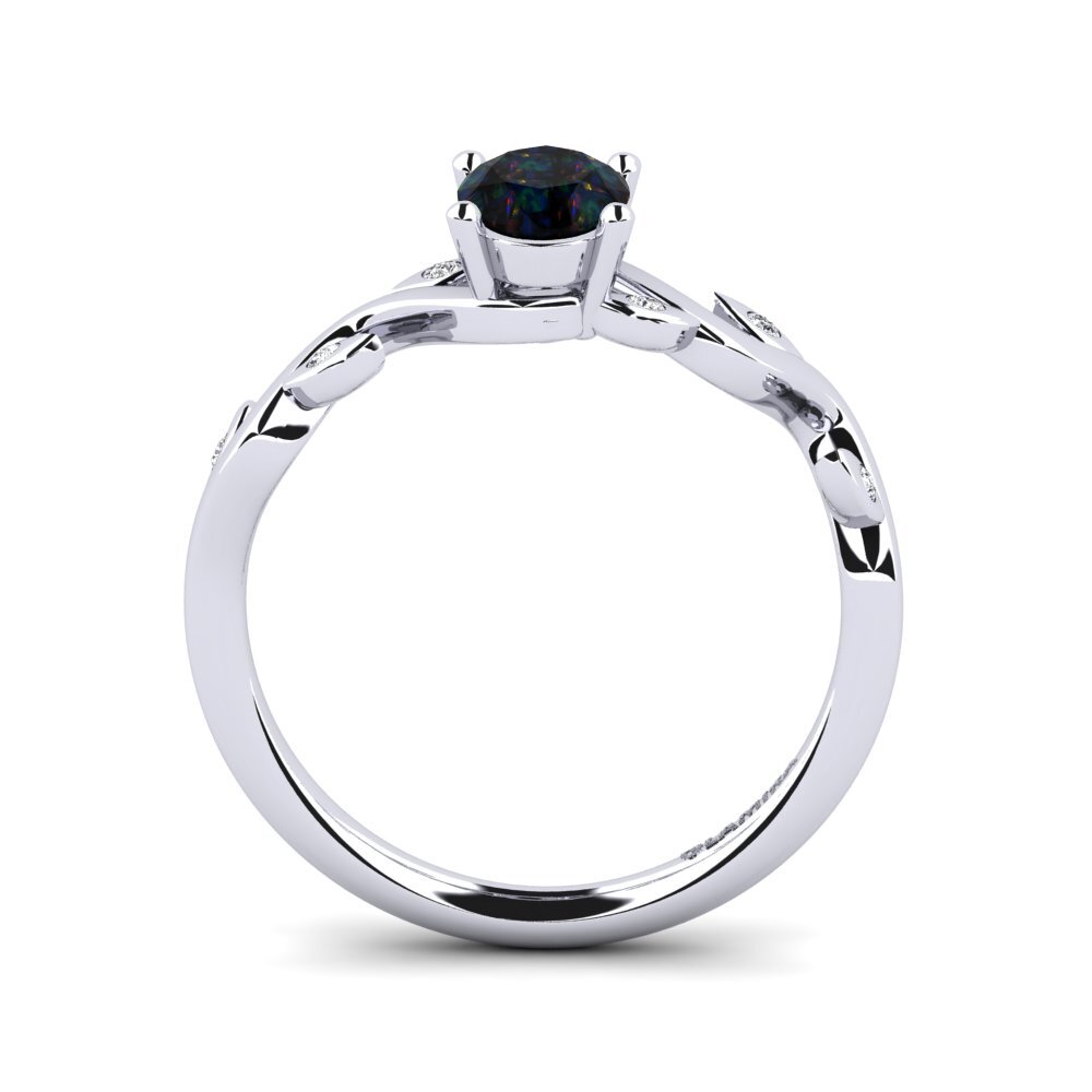 14k White Gold Black Opal Engagement Ring Shasha