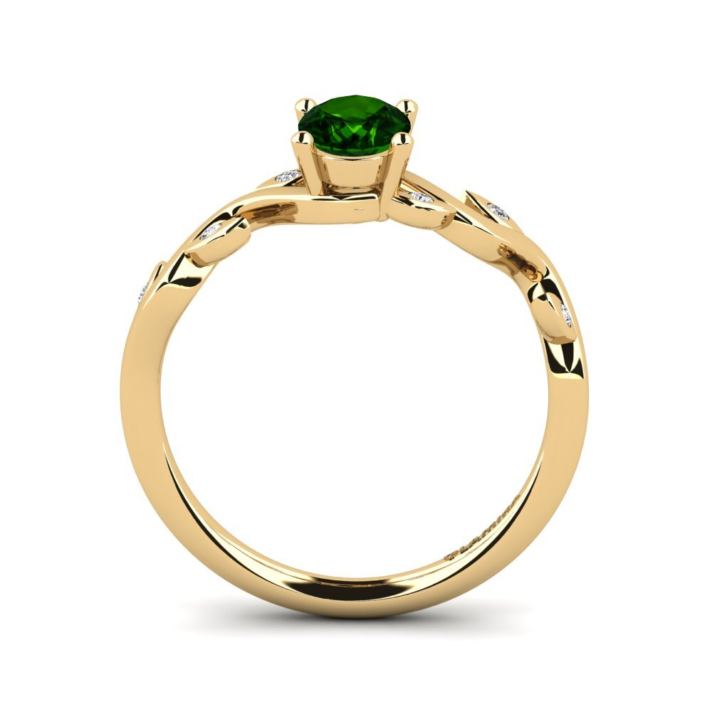 14ct Yellow Gold Green Tourmaline Engagement Ring Shasha