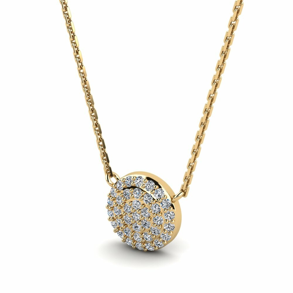 Round 0.296 Carat Fashion Swarovski Crystal 14K Yellow Gold Necklace Kalsooni Daughter