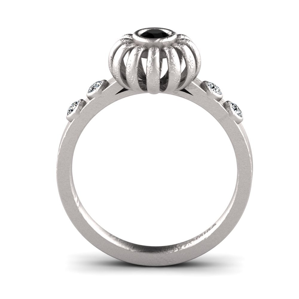 Diamante Negro Anel Compromisso Feminino Mima