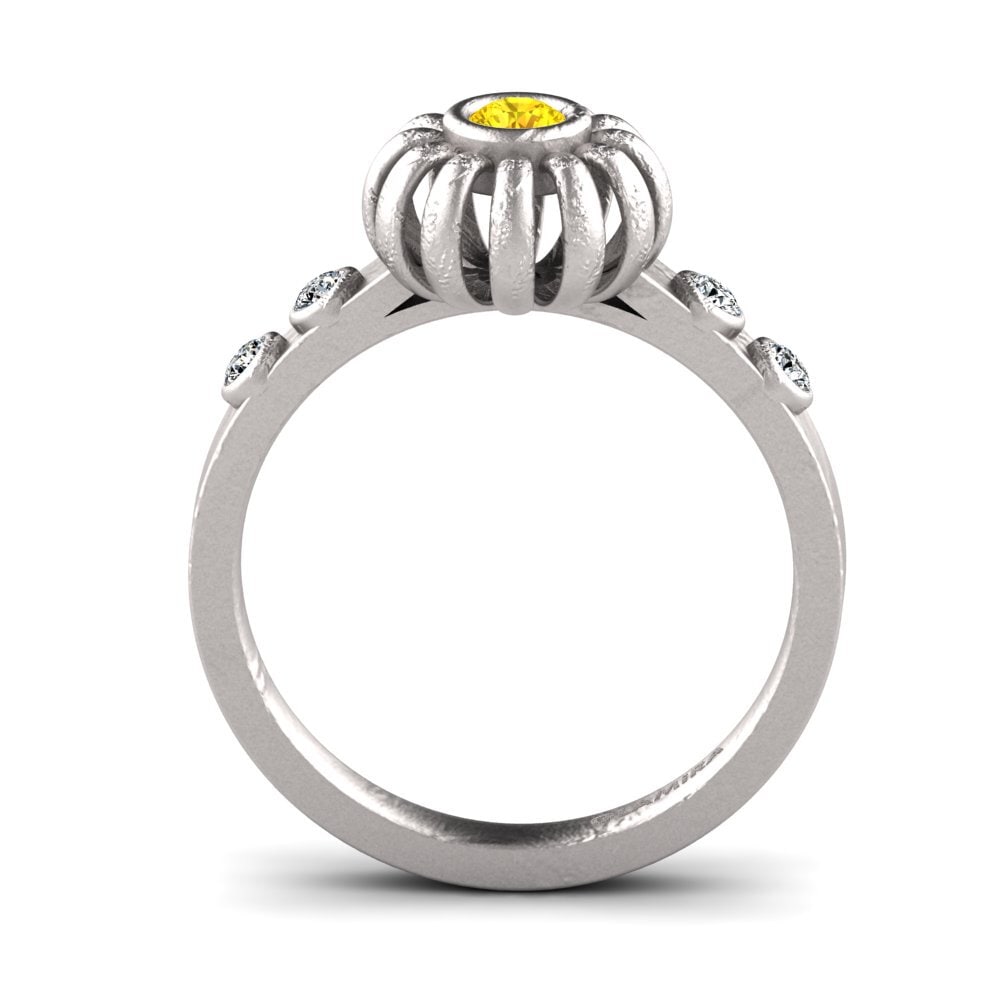 Round Yellow Sapphire Women's Promise Ring Mima