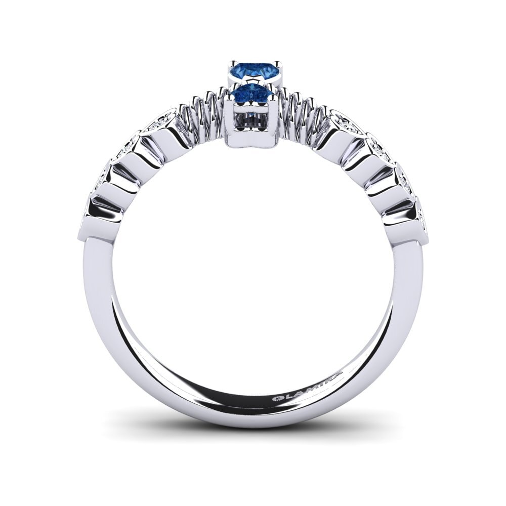 Zircone Blu Scuro Anello promessa donna Nodeles
