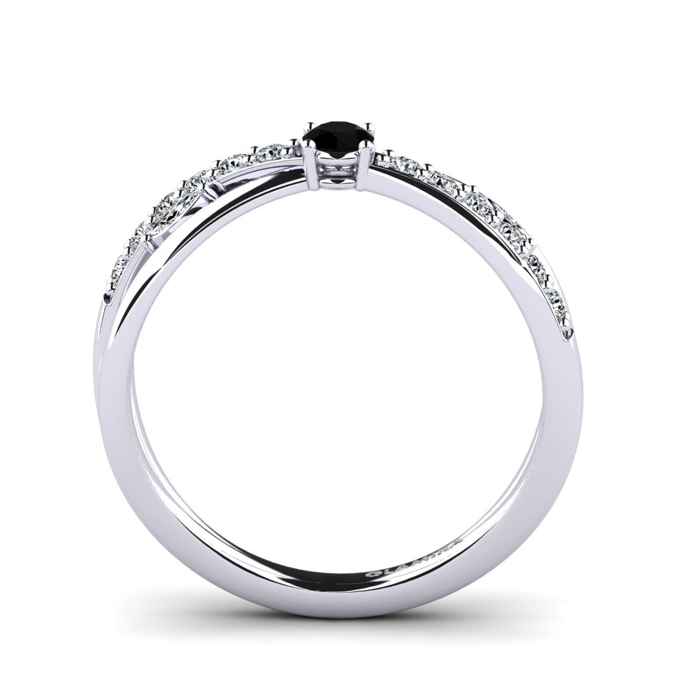 Diamante Negro Anel Compromisso Feminino Onen