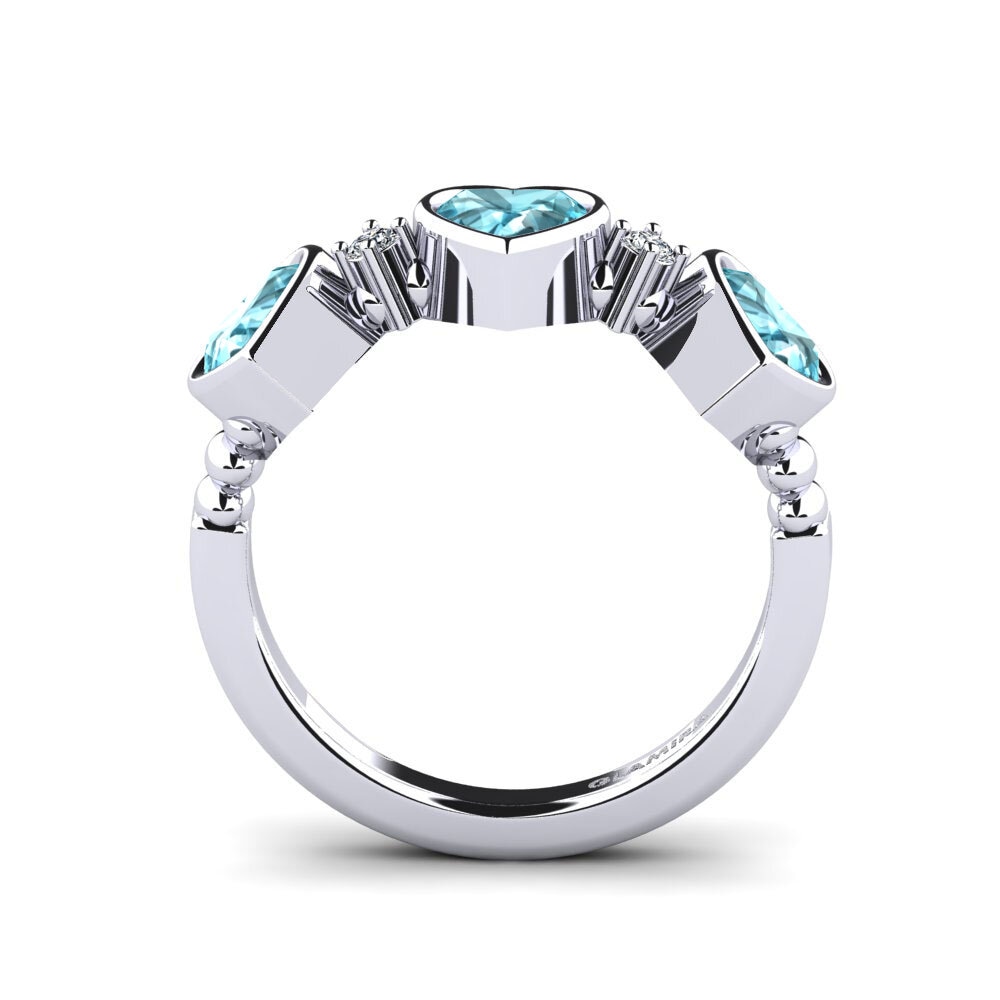 White Silver Blue Zircon Women's Promise Ring Osedr