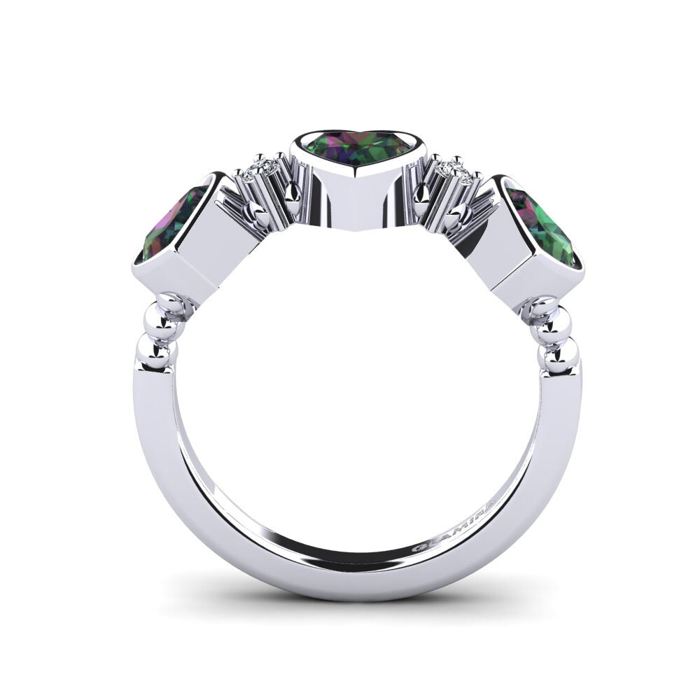 White Silver Mystic Topaz Women's Promise Ring Osedr