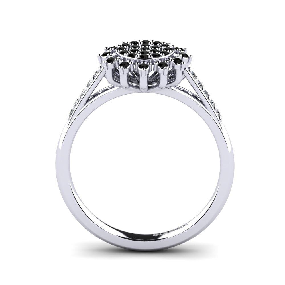 Diamante Negro Anel Compromisso Feminino Owulle