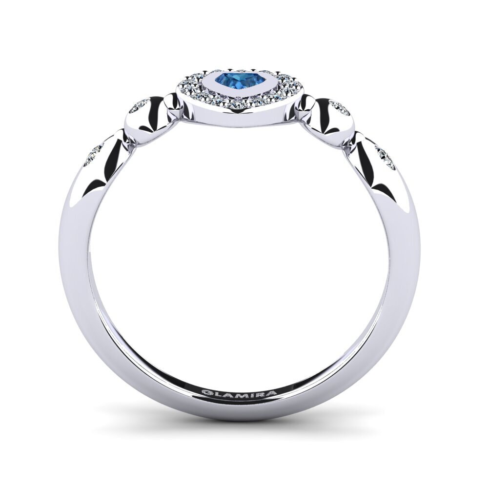 Zircone Blu Scuro Anello promessa donna Pavina