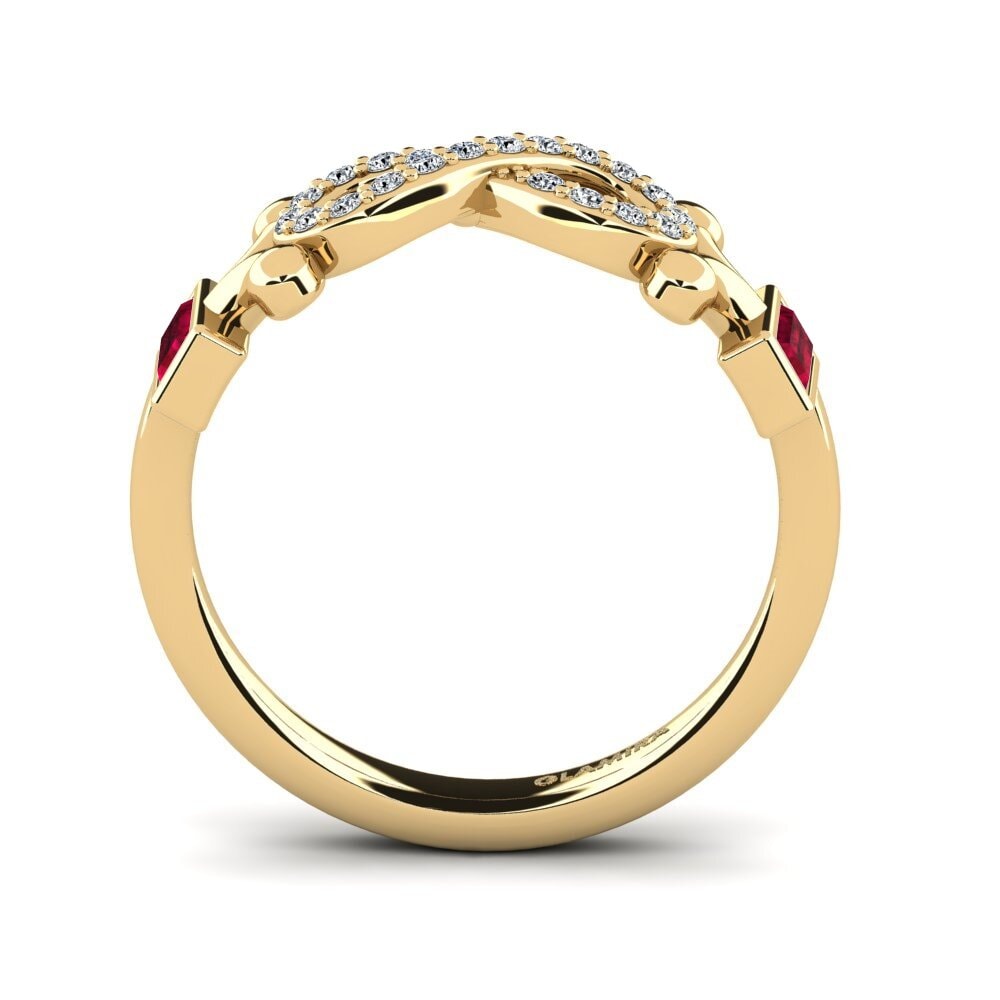 14ct Yellow Gold Ruby Women's Promise Ring Psiathoa