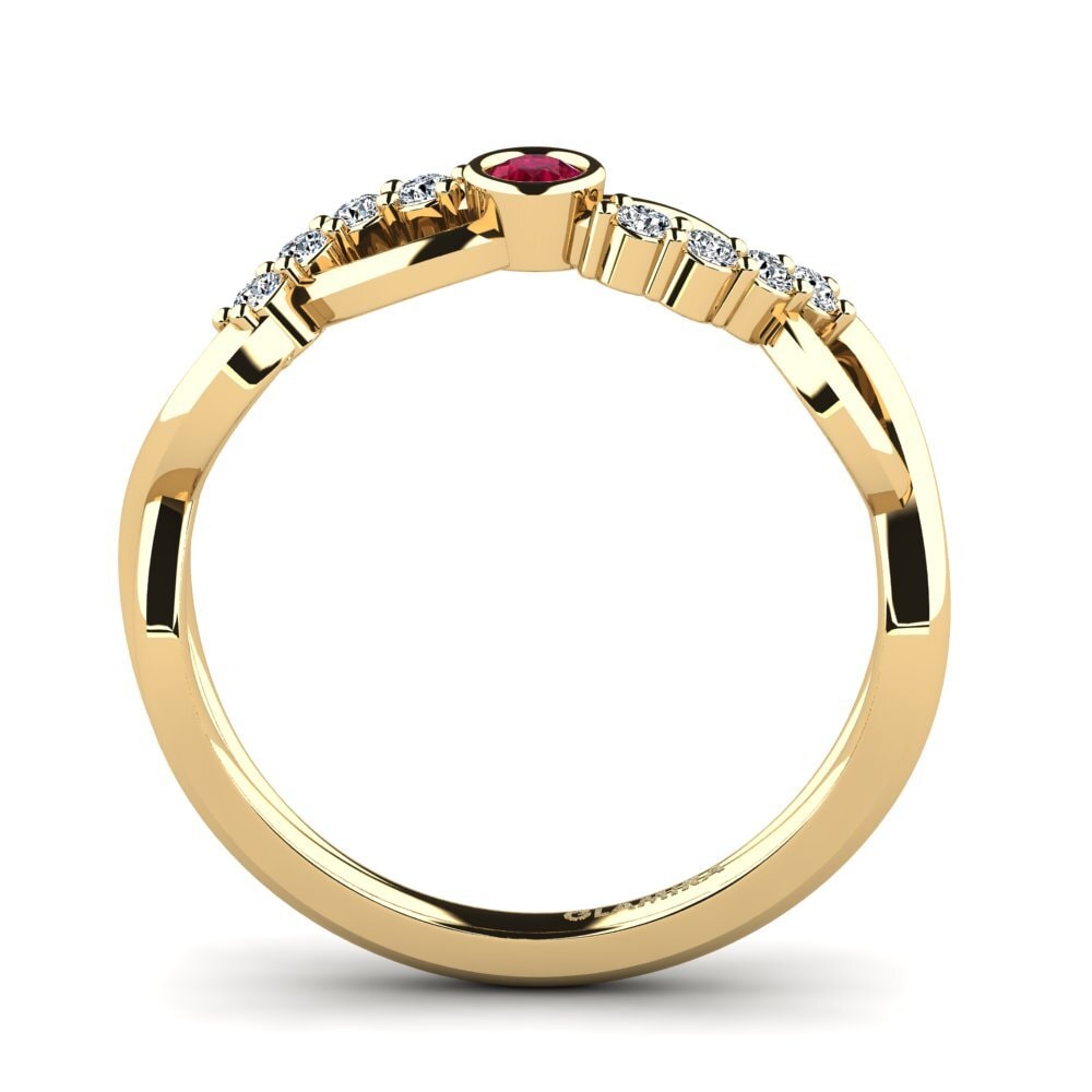 14ct Yellow Gold Ruby Women's Promise Ring Rigeaus