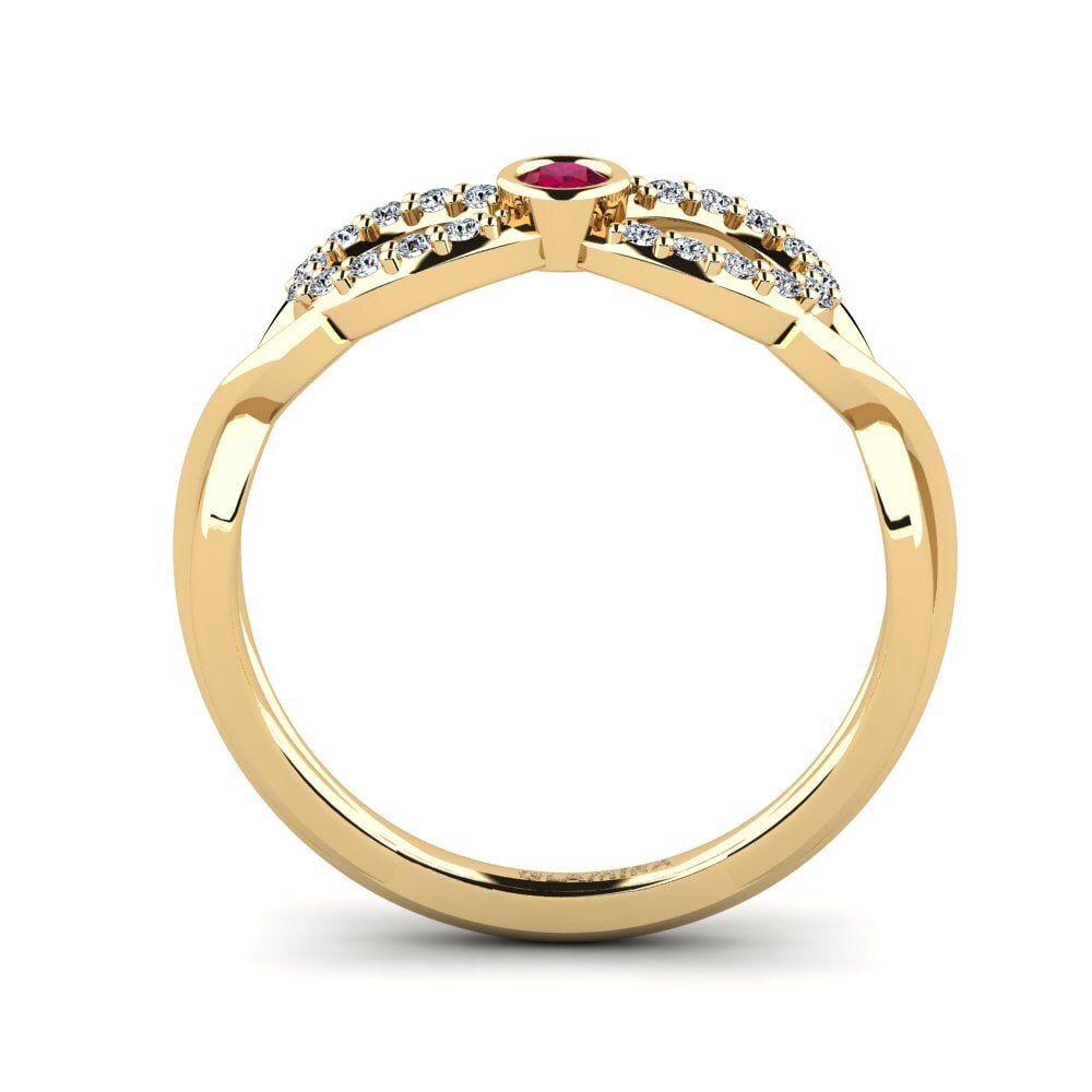 14ct Yellow Gold Ruby Women's Promise Ring Rigeo
