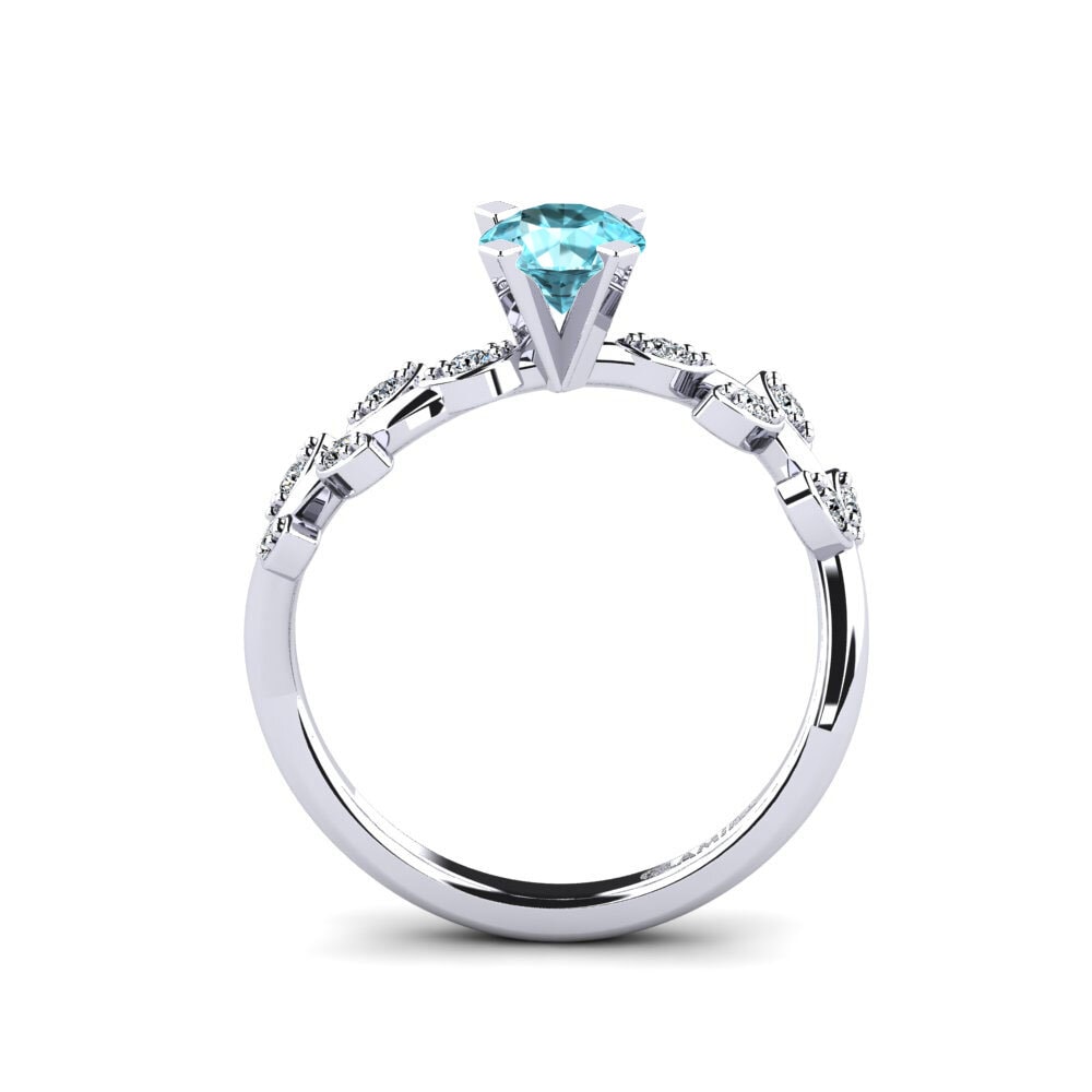 White Silver Blue Zircon Women's Promise Ring Snep