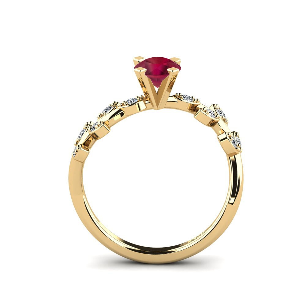 14ct Yellow Gold Ruby Women's Promise Ring Snep