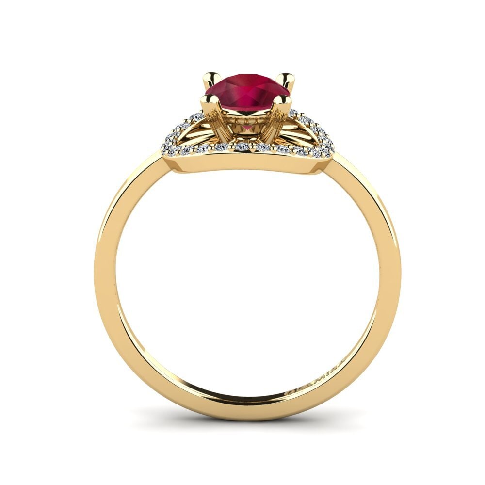14ct Yellow Gold Ruby Women's Promise Ring Swangy