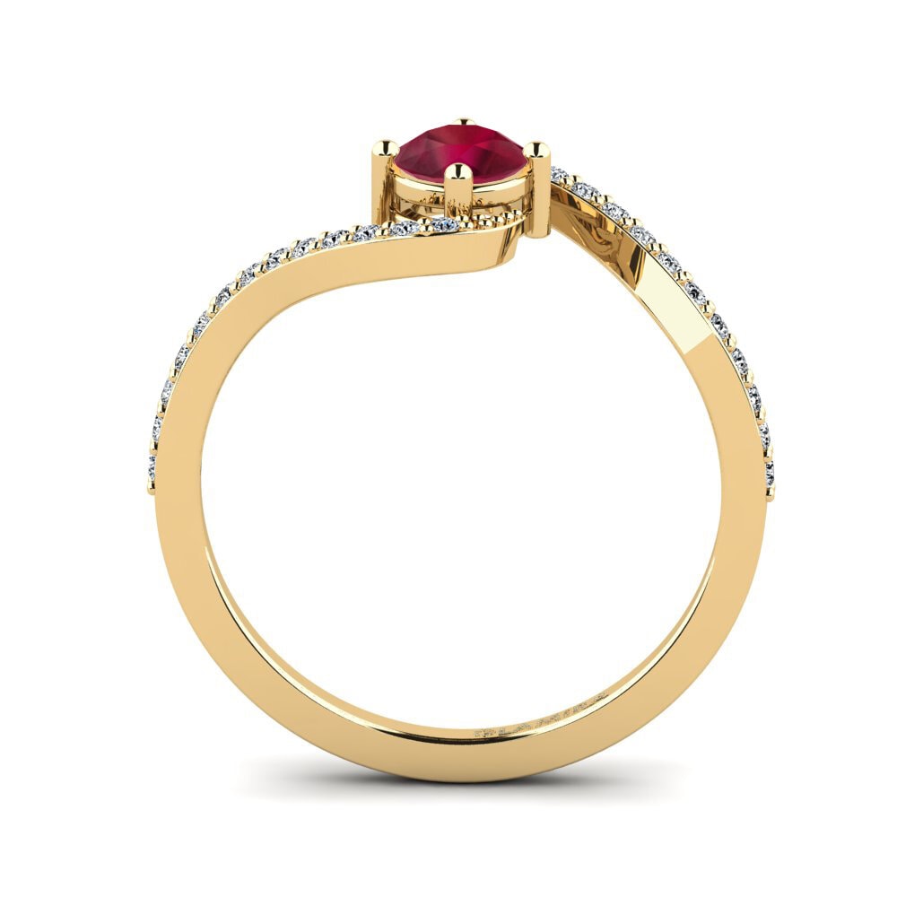 14ct Yellow Gold Ruby Women's Promise Ring Urengan