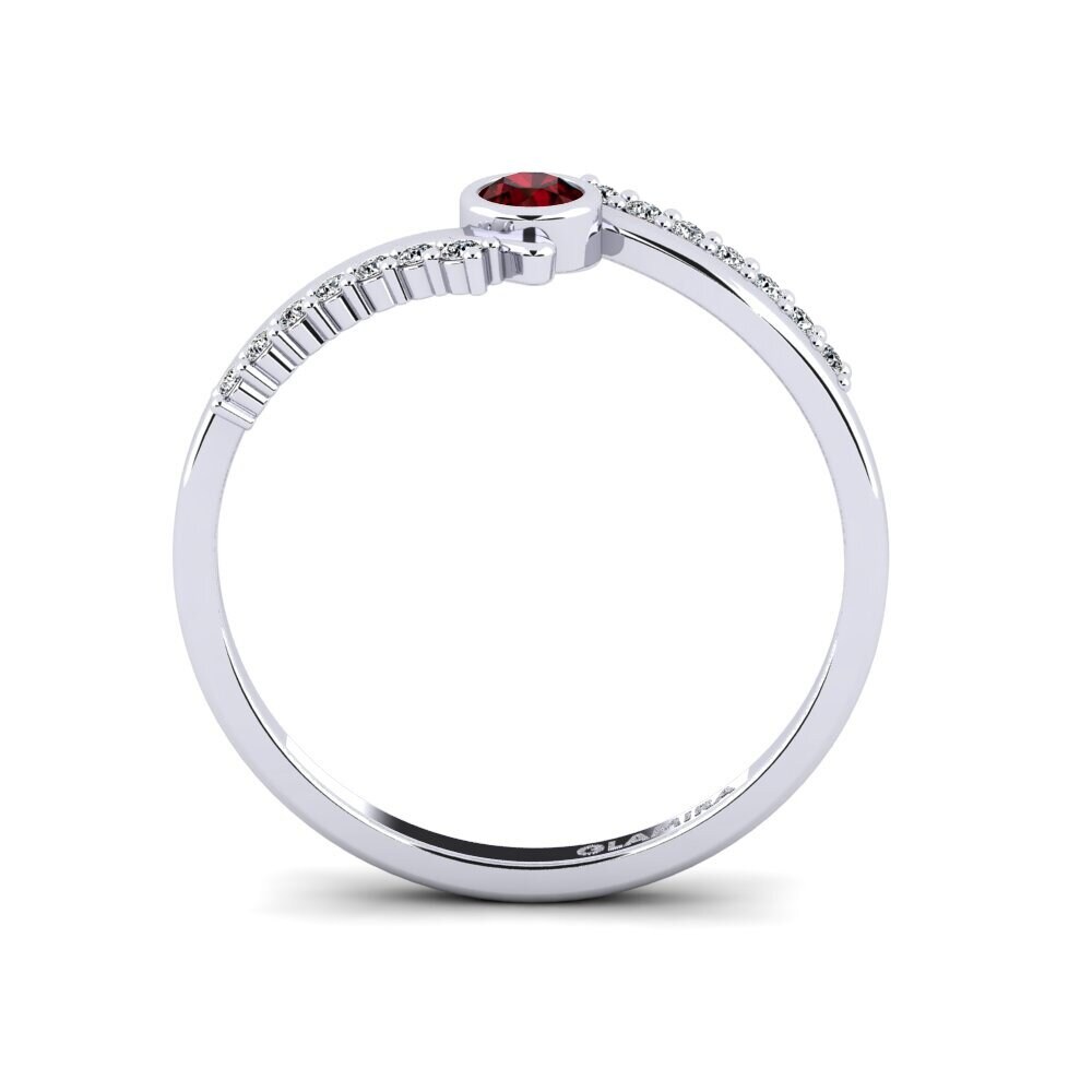 White Silver Garnet Women's Promise Ring Vamo