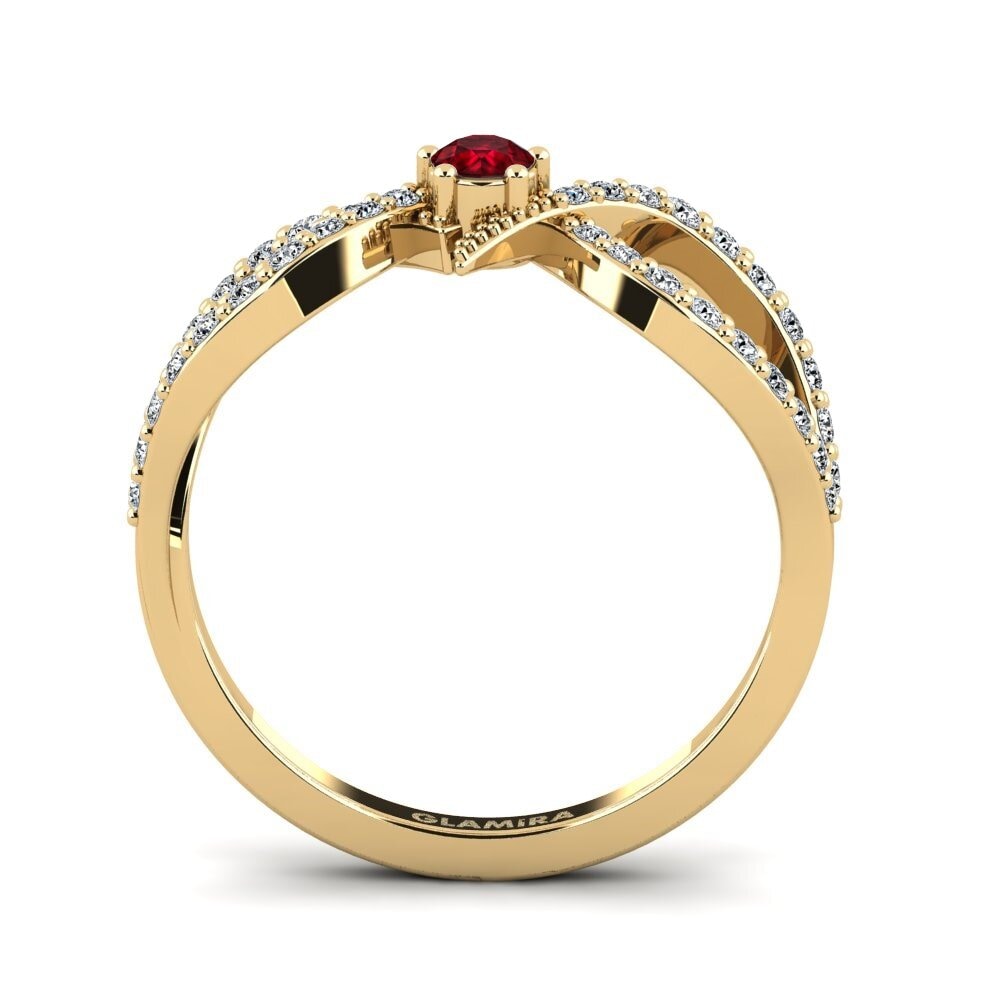14ct Yellow Gold Ruby Women's Promise Ring Vaurp