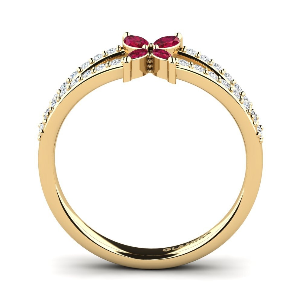 14ct Yellow Gold Ruby Women's Promise Ring Vomar