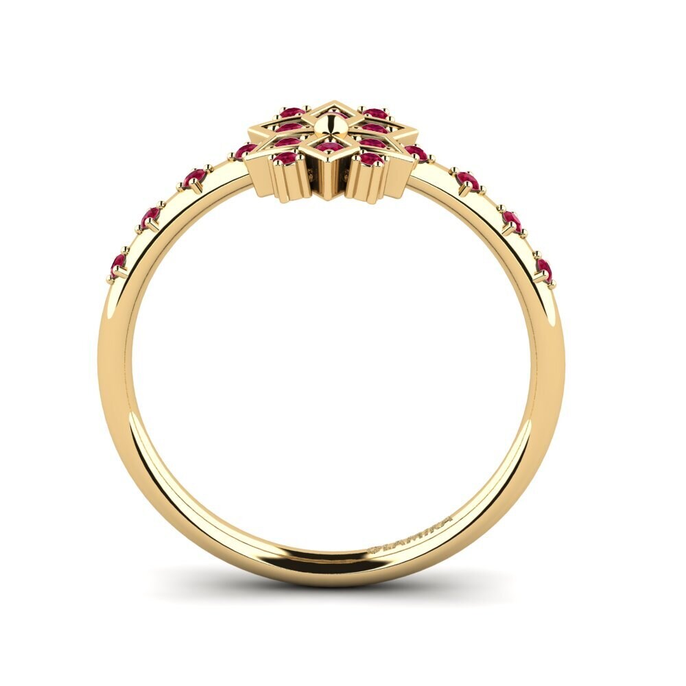 14ct Yellow Gold Ruby Women's Promise Ring Zige