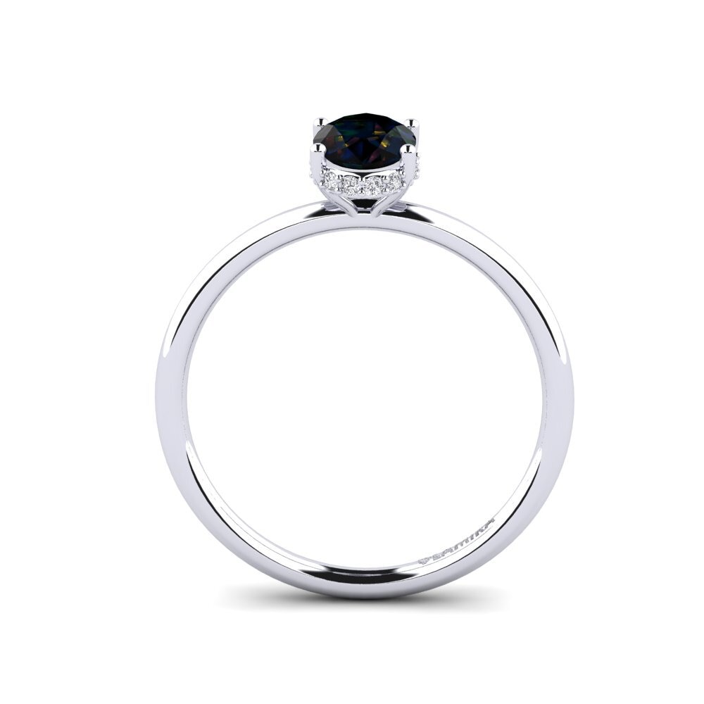 14k White Gold Black Opal Engagement Ring Ayoova