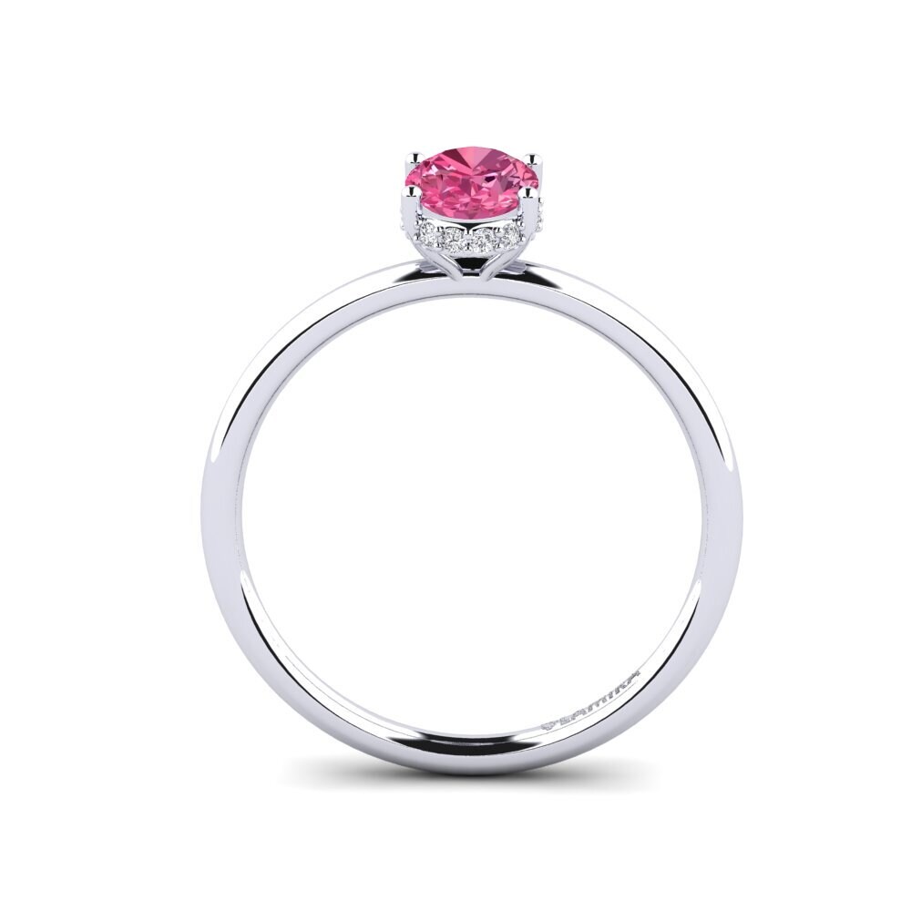 White Silver Pink Tourmaline Engagement Ring Ayoova
