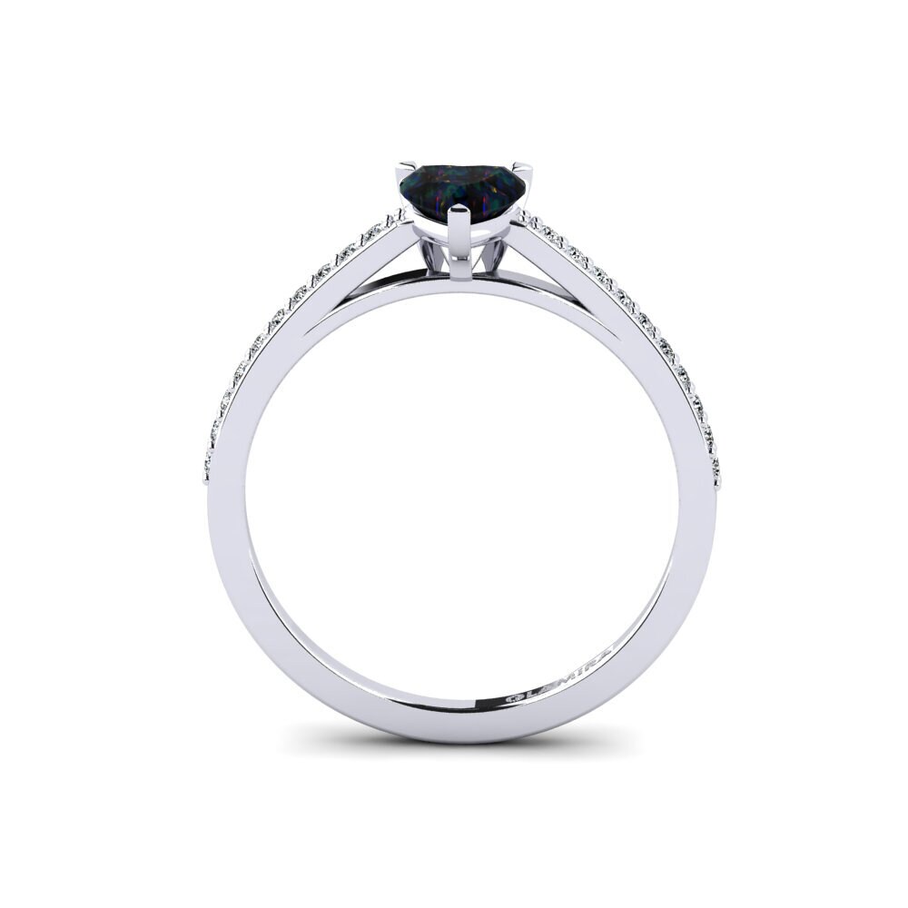 14k White Gold Black Opal Engagement Ring Blehe