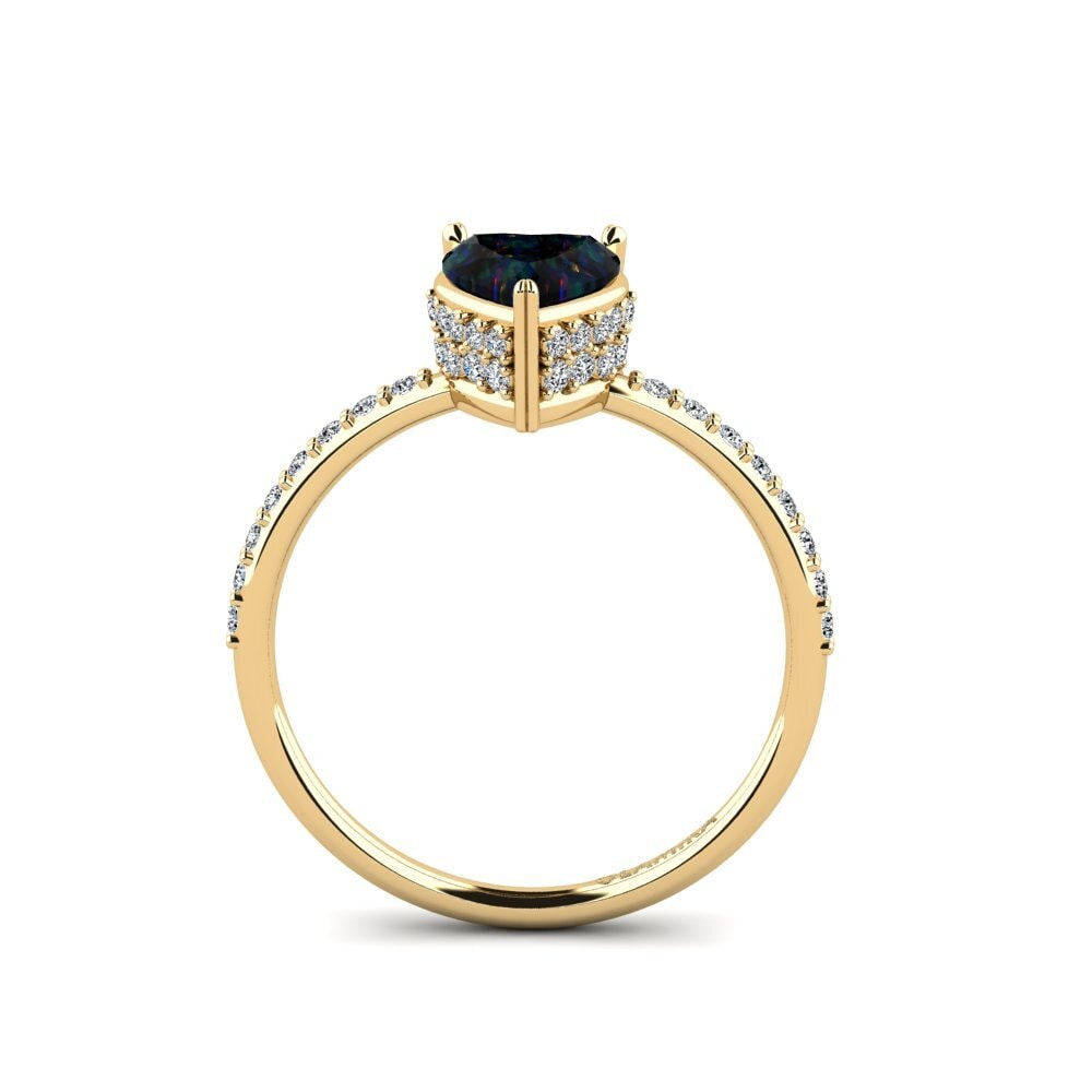 Black Opal Engagement Ring Heartlin