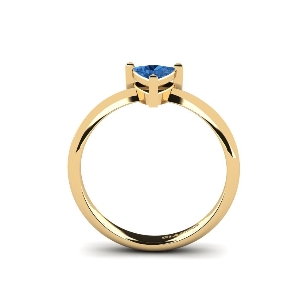 Trillion Dark Blue Zirconia Engagement Ring Ignom