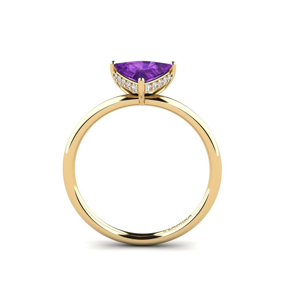 Trillion Amethyst Engagement Ring Mosallas