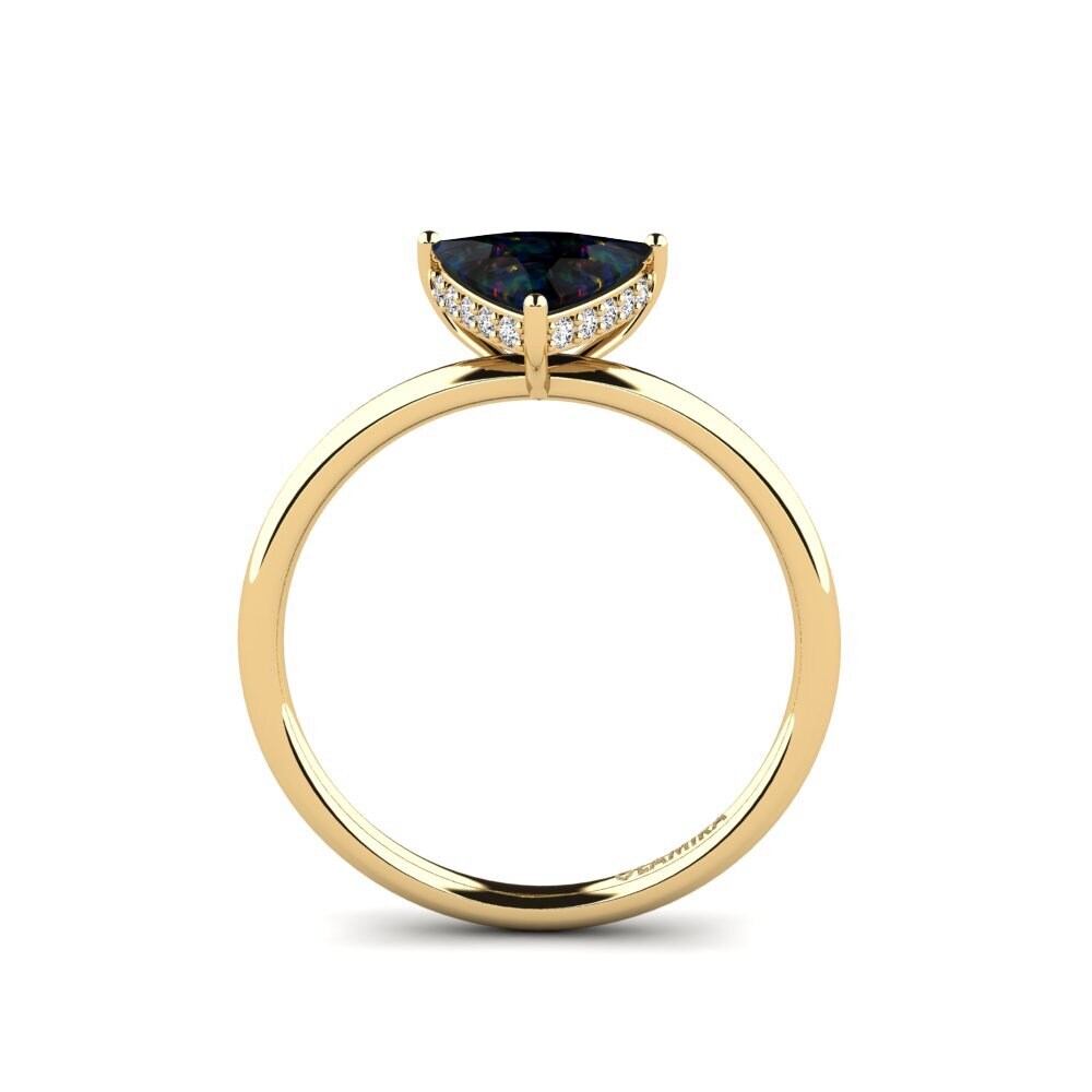 Trillion Black Opal Engagement Ring Mosallas